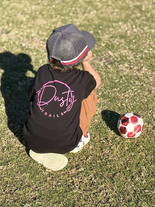 Kids Black T-Shirt Pink Logo